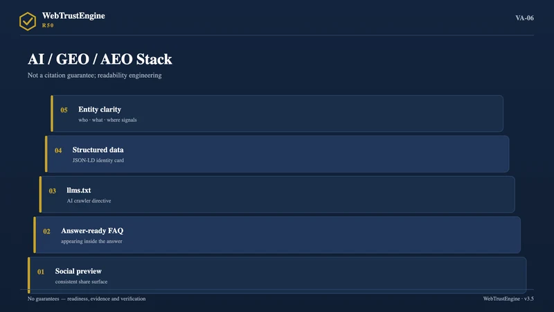 Five-layer AI readability stack.